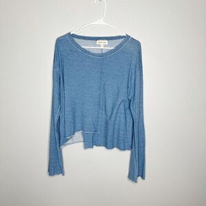 Anthropologie cloth & stone asymmetrical  raw hem Sweatshirt blue size M